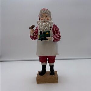 Source Unknown Santa Claus Holding Hammer Working on Train Toy